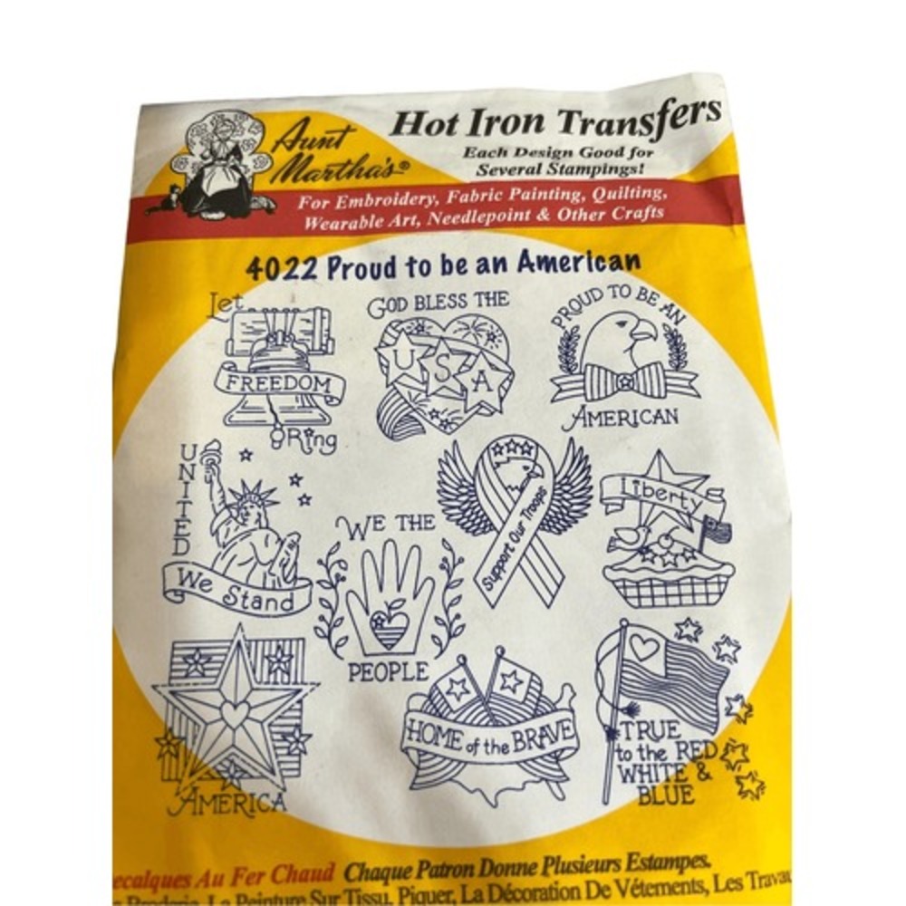 Hot Iron Transfer Embroidery Patterns 4022 Patriotic USA Vintage American